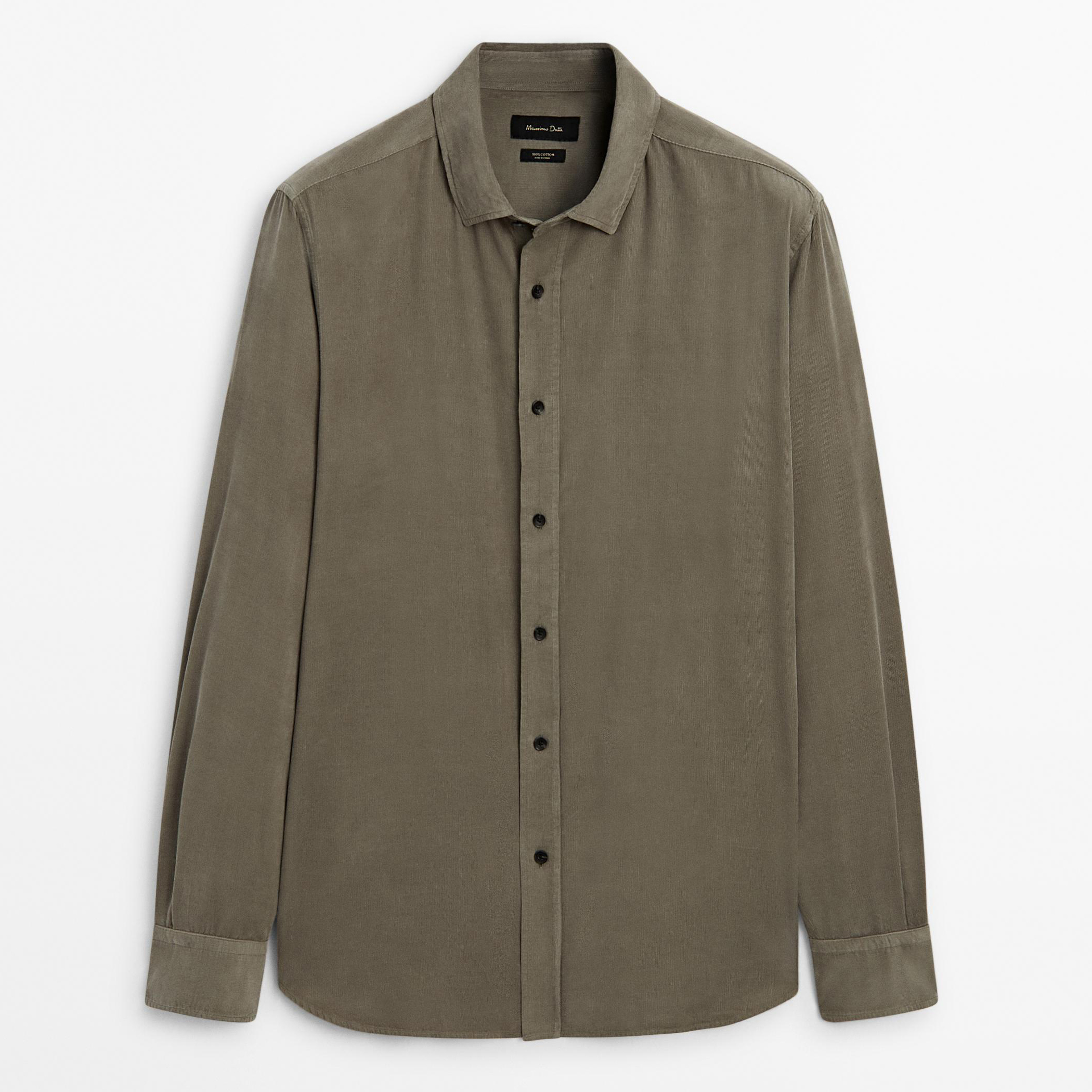 

Рубашка в рубчик стандартного кроя Massimo Dutti, зеленый