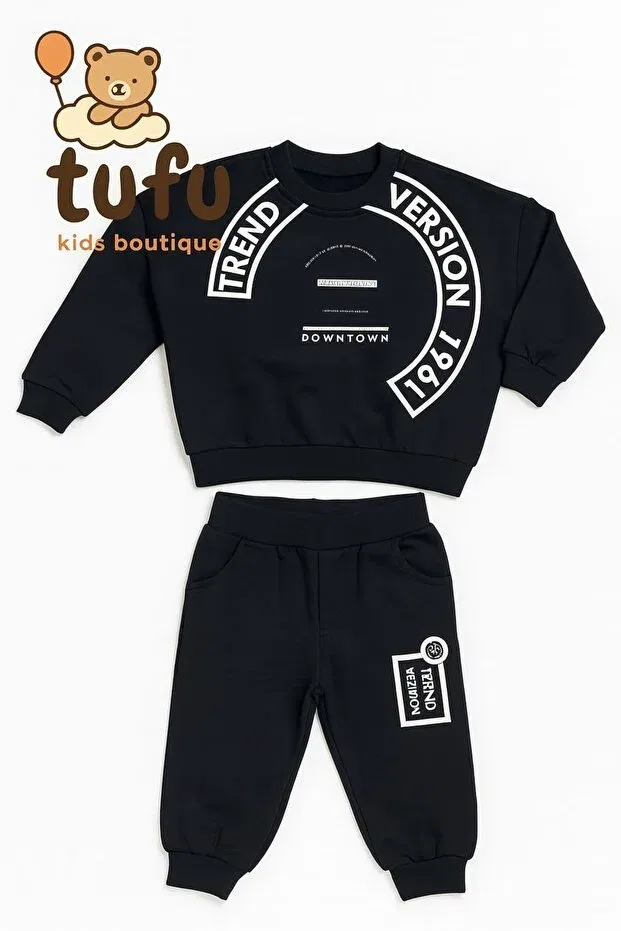 Детский спортивный костюм для девочек с принтом Butik, Navy Blue — фото 2