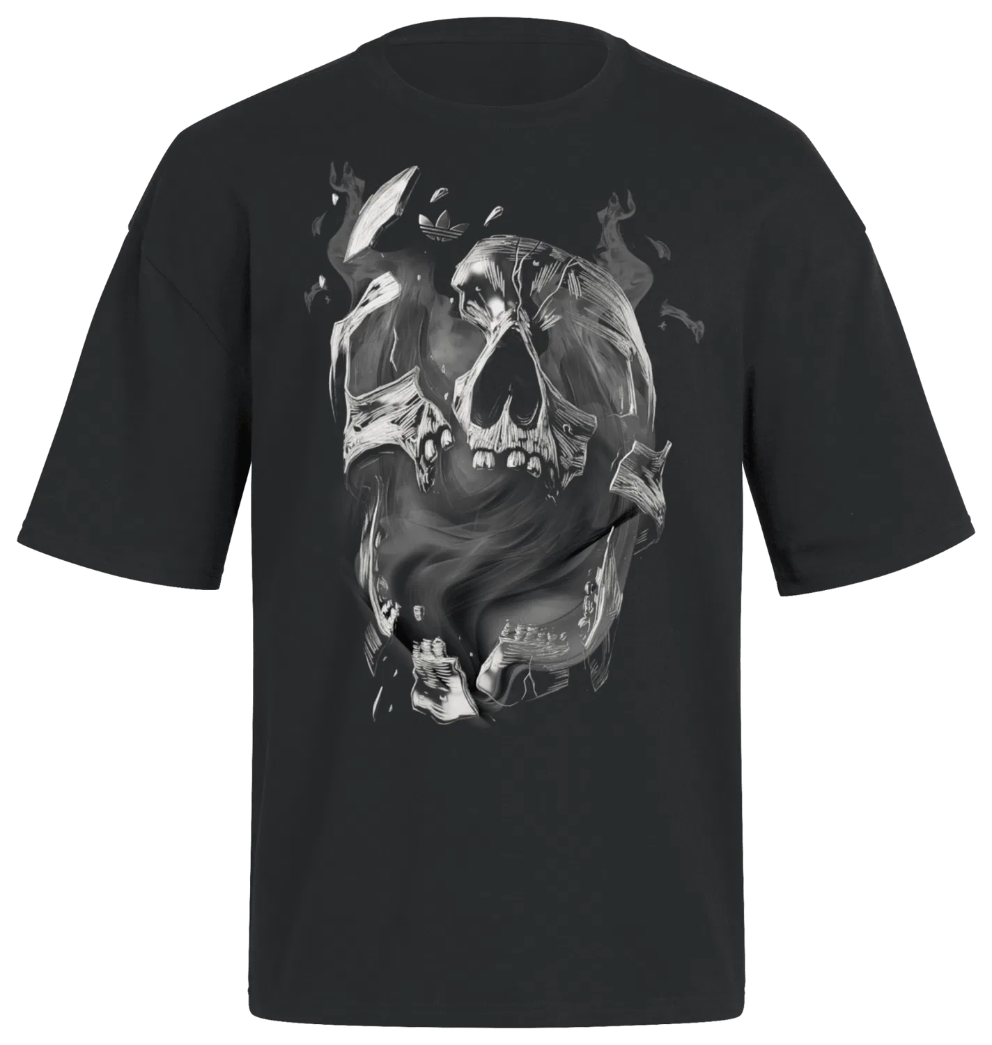 Мужская футболка с принтом Smoking Skull Graphic adidas, Black/Black — фото 3