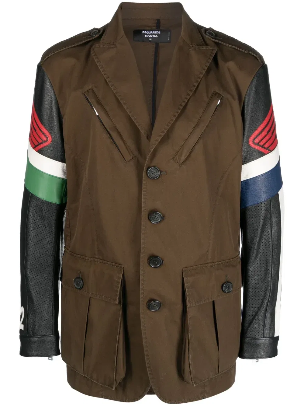 Байкерская куртка с контрастными рукавами Dsquared2, коричневый