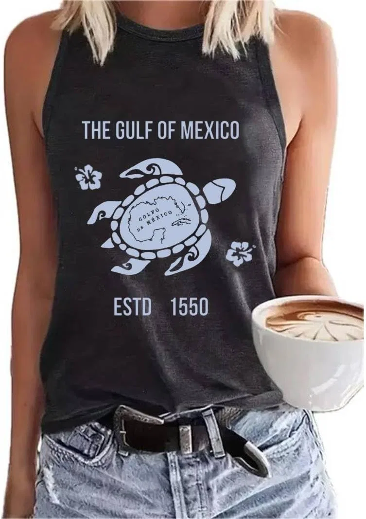 Женская майка без рукавов с принтом Gulf of Mexico, Racerback Dark Grey