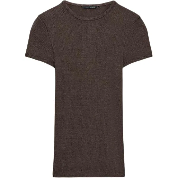 Женская футболка с круглым вырезом Chocolate ZARA, Chocolate