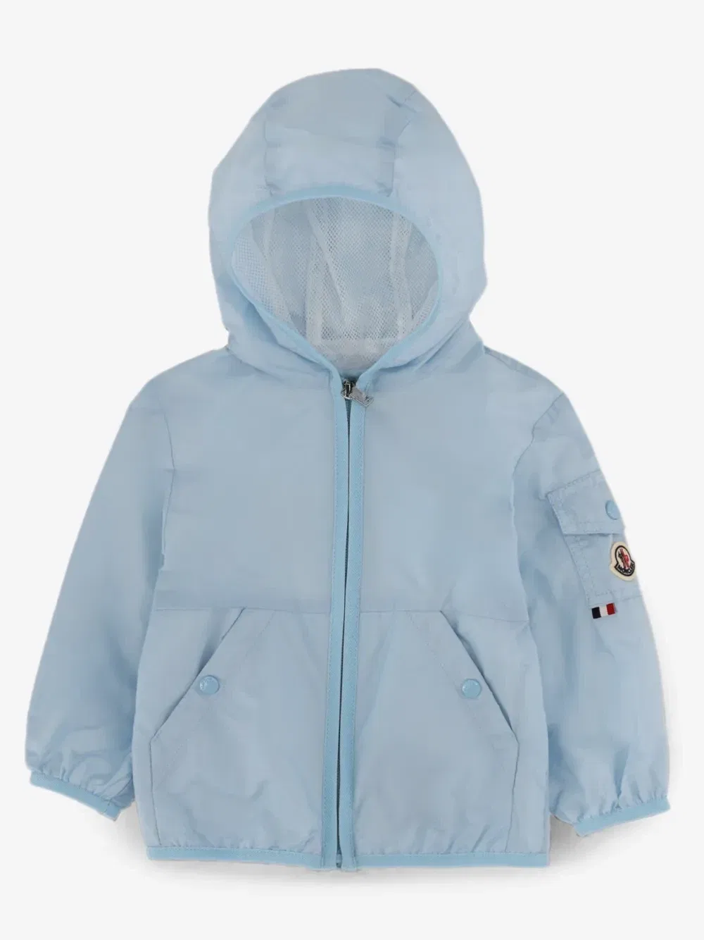 Куртка с капюшоном, украшенная нашивкой с логотипом Moncler Enfant, синий — фото 2