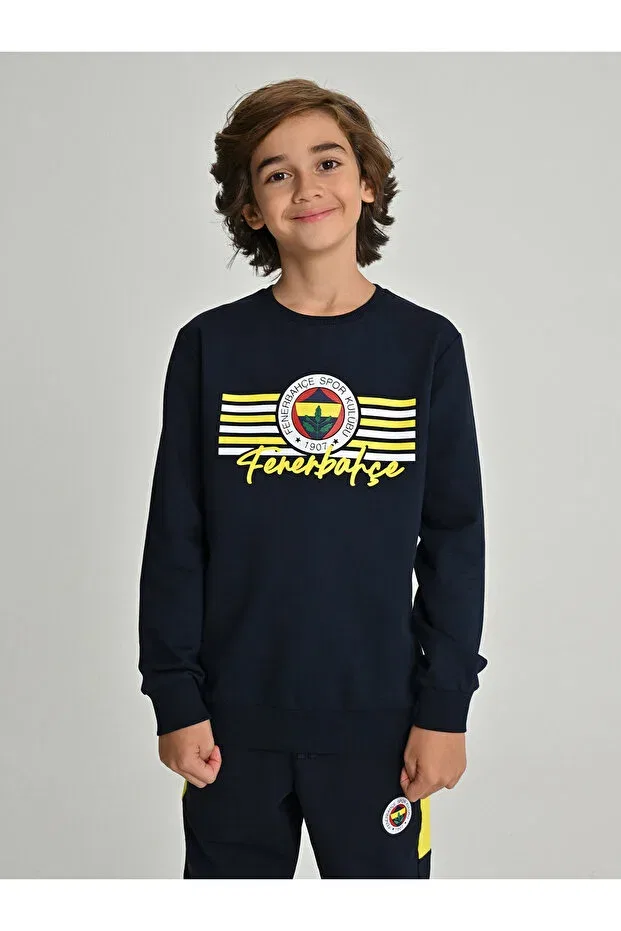 Детские свитшот для девочек с принтом Children'S Tribun Striped Fenerbahce Sweatshirt Fenerium, Fb Laci New