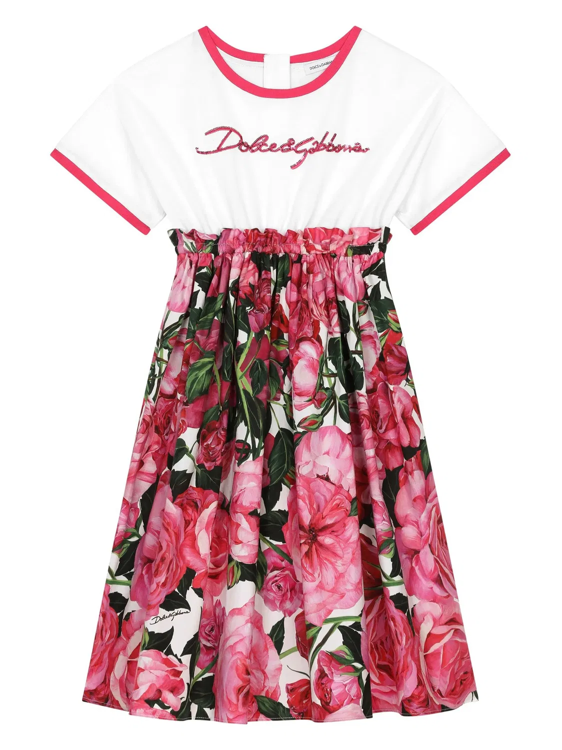 Поплиновое платье из джерси Dolce & Gabbana Kids, белый