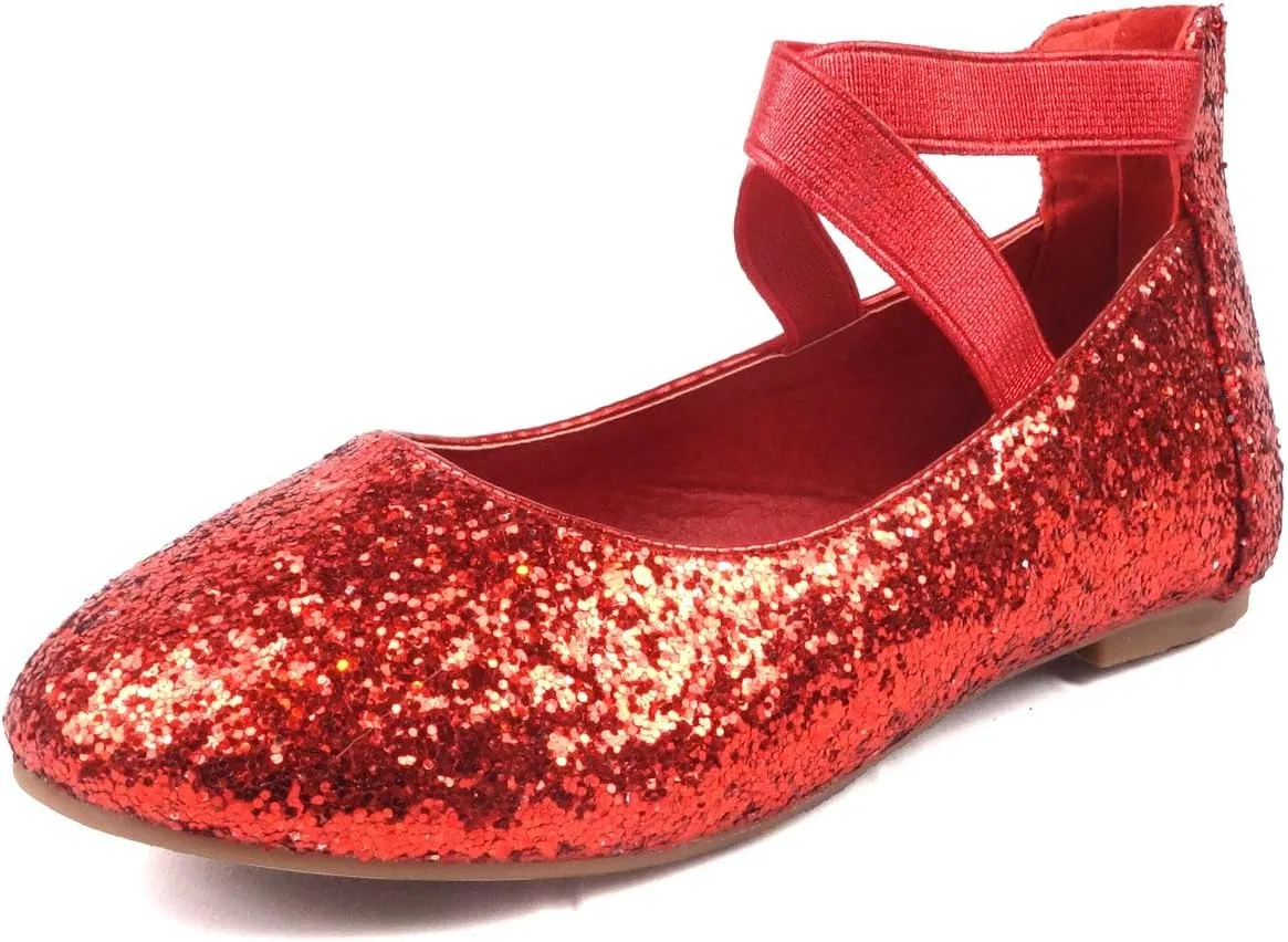 Детские туфли-балетки для девочек с ремешком на щиколотке Nova Utopia Nova Footwear, Redglitter