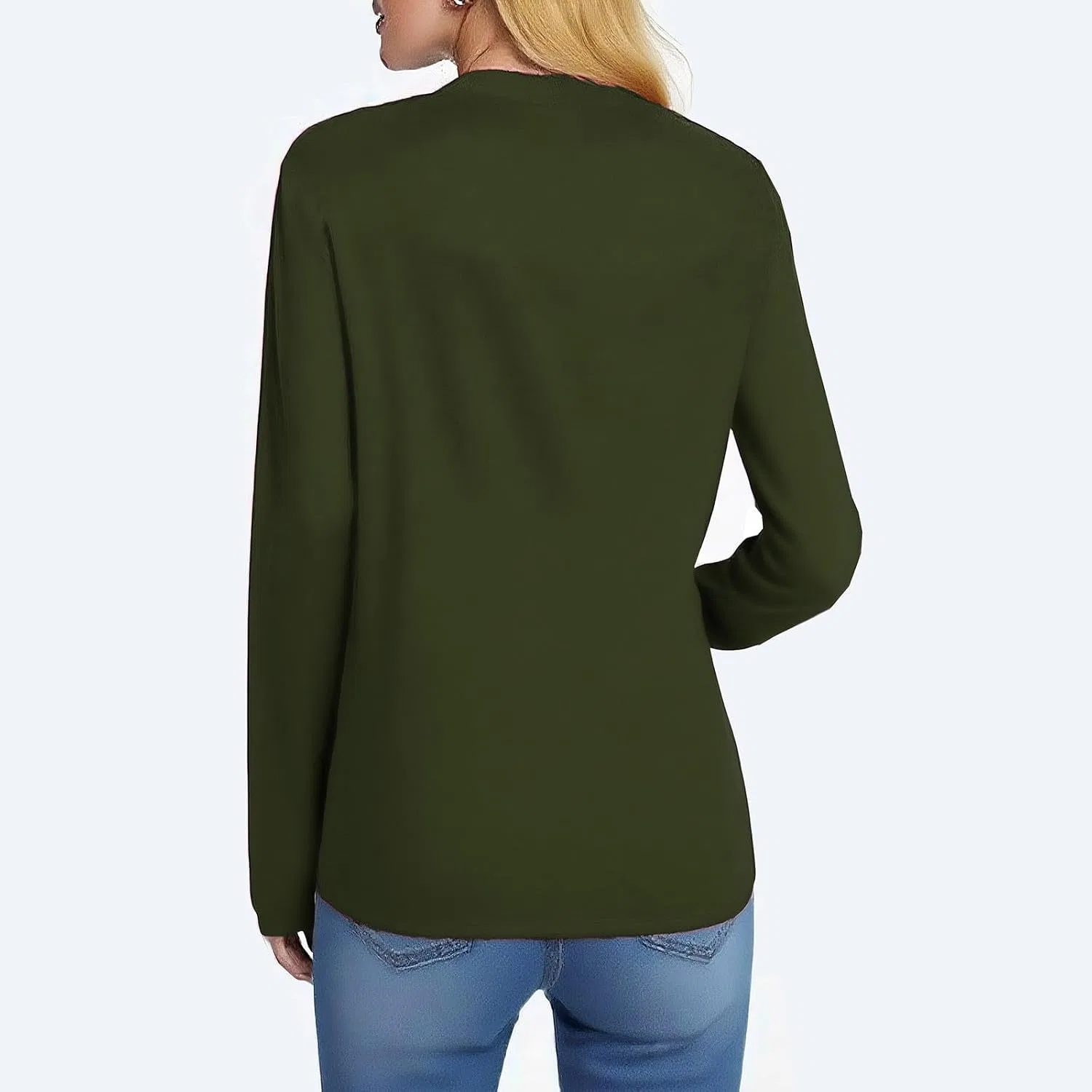 Женский длинный кардиган свободного кроя, Open Front, Army Green — фото 4