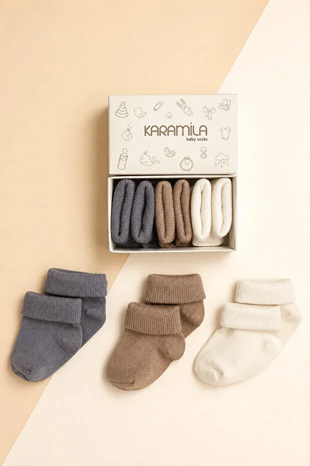 Детский набор носков для новорожденных из бамбука Karamila, Mink Gray Cream