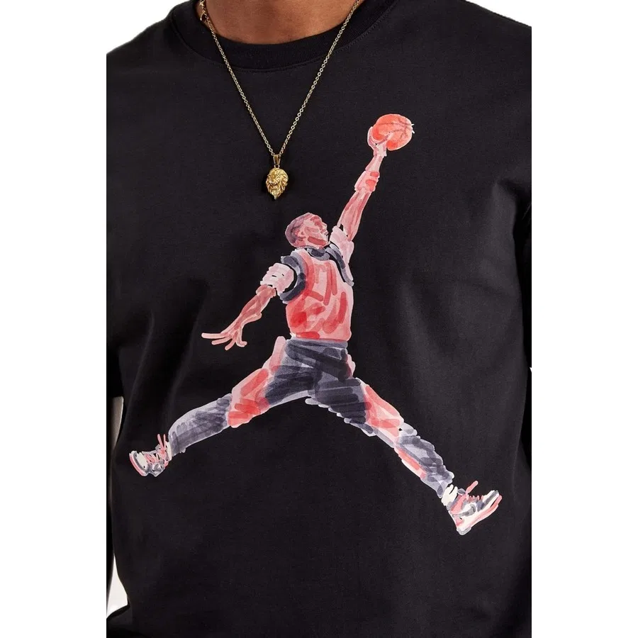 Футболка спортивная с коротким рукавом Jordan Brand Jumpman Watercolor Graphic Tshirt Black Nike, Черный — фото 3