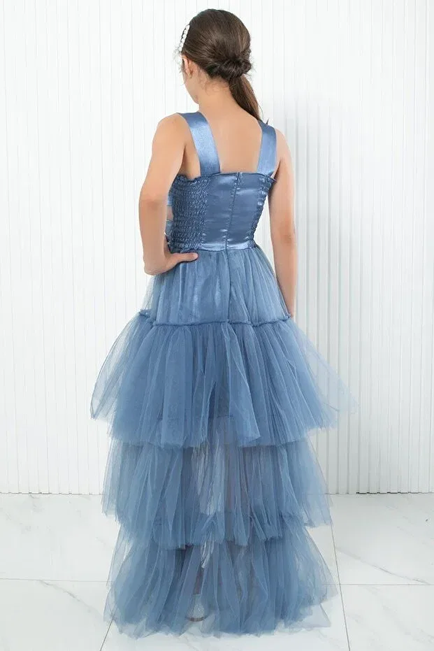 Детское платье для девочек с длинным рукавом Prom / Bridesmaid Denimini, Indigo — фото 4