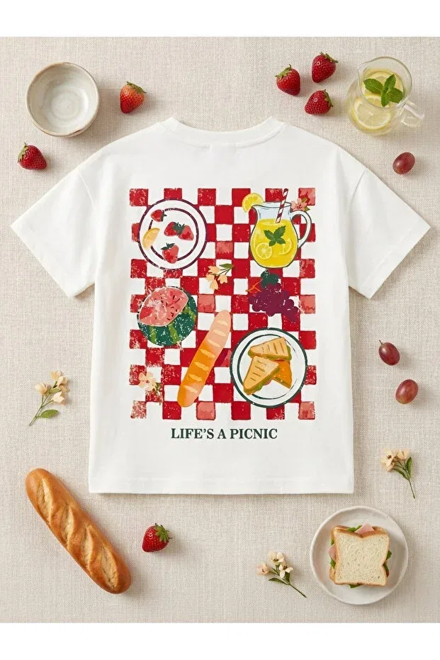 Детская футболка для девочек с принтом Life's A Picnic Elibaby, Life'S A Picnic Print — фото 3