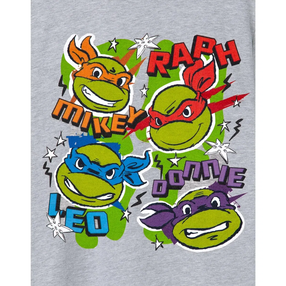 Футболка с принтом Doodle Ninja Faces Teenage Mutant Ninja Turtles, Grey — фото 2
