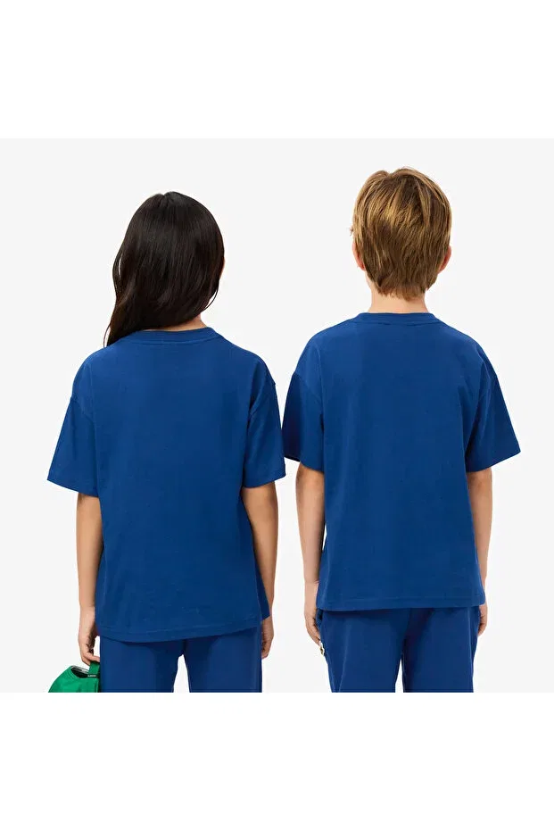 Детская футболка для девочек хлопковая Lacoste, Hbm-Blue — фото 3