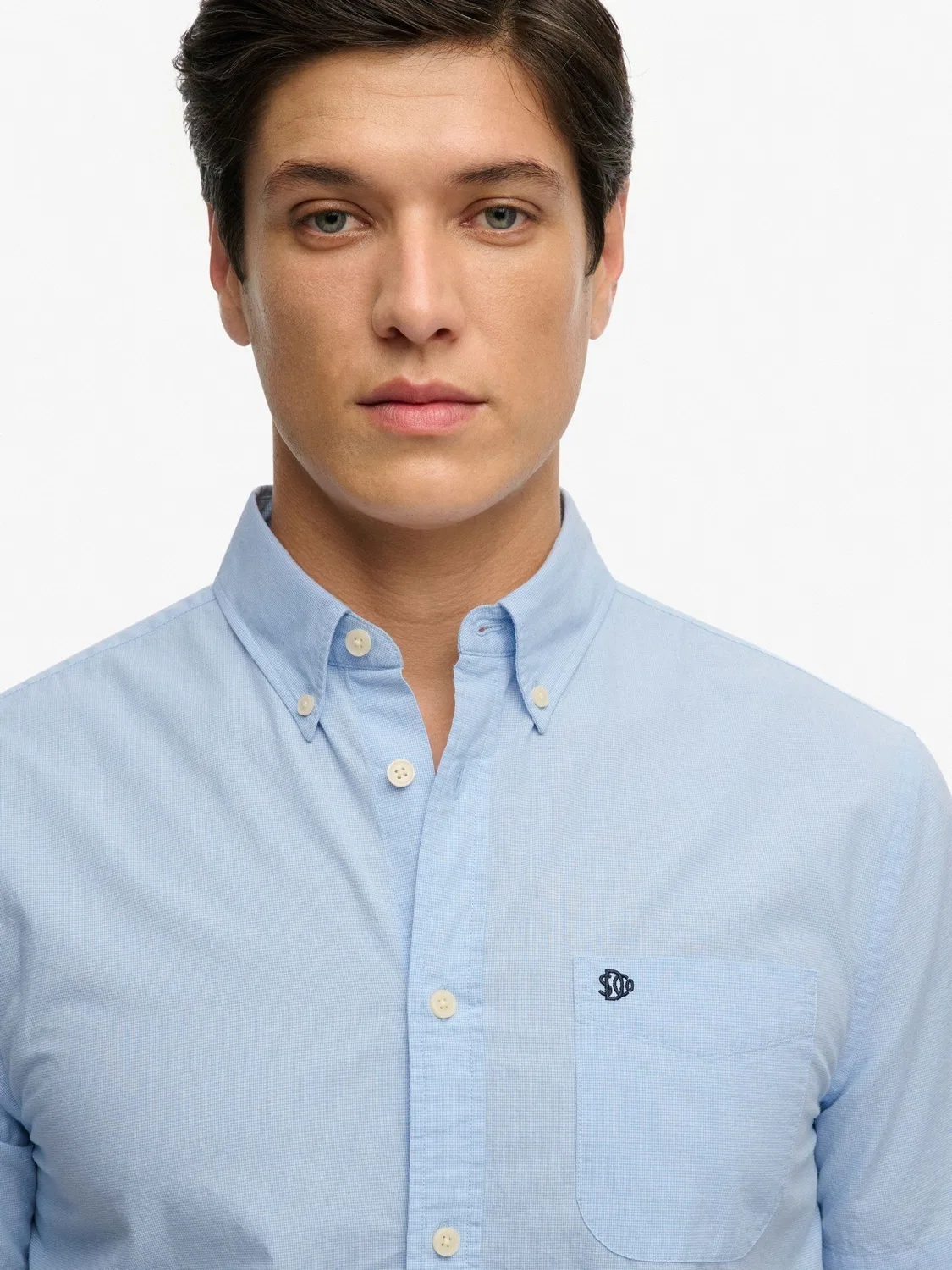 Рубашка с коротким рукавом Preppy Poplin Superdry, Синий Микро Гусиная Лапка — фото 3