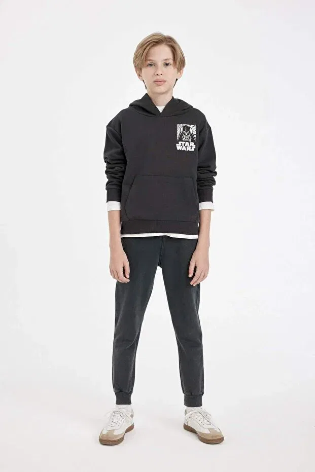 Детские свитшот для мальчиков с принтом Star Wars Crew Neck Back Printed Defacto, Anthracite — фото 2