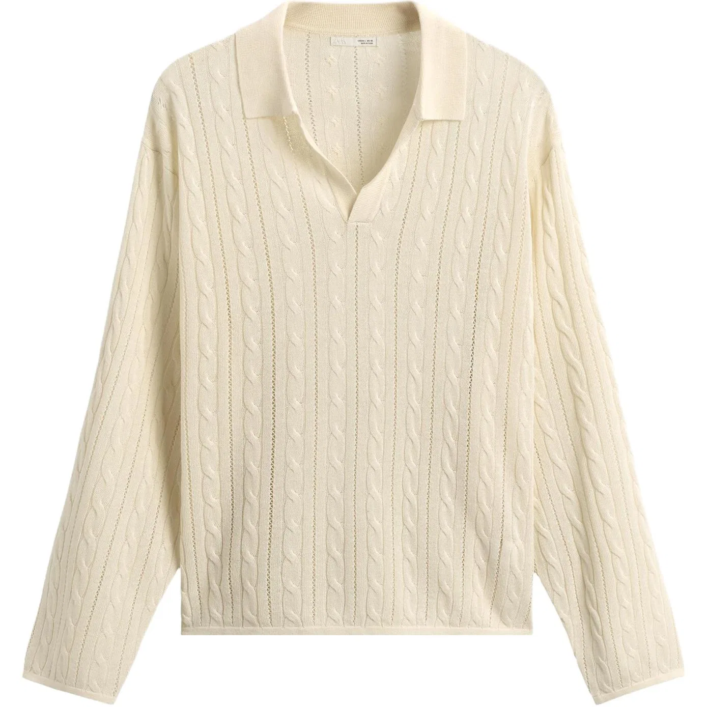 Мужской свитер с отложным воротником Raw White ZARA, Белый