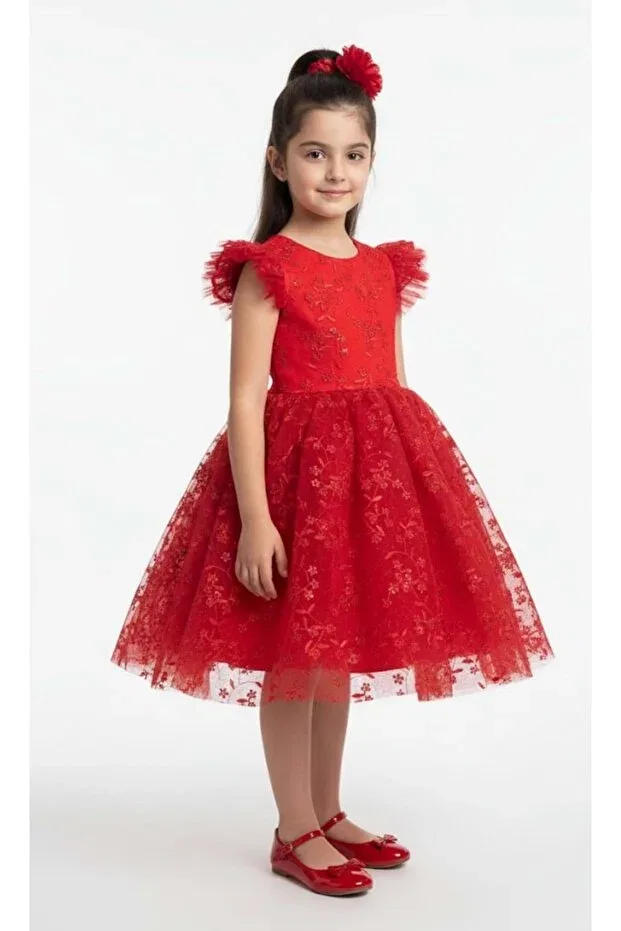 Детское платье для девочек с коротким рукавом Prom Mnk Baby&Kids, Red — фото 2