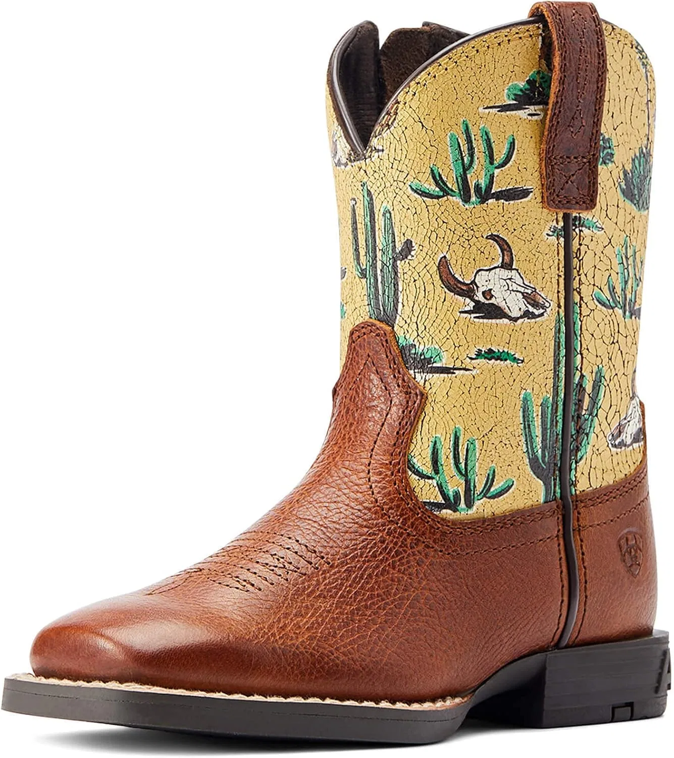 Детские сапоги для мальчиков с широким мысом ARIAT Kids' Round Up Wide Square Toe Easy Fit Western Boot, Spiced Cider/Desert Scene