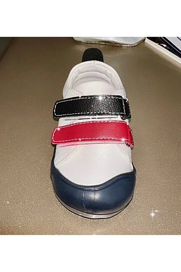 Детские туфли для мальчиков с липучкой First Step Shoes Arzen, Navy Blue White Red — фото 2