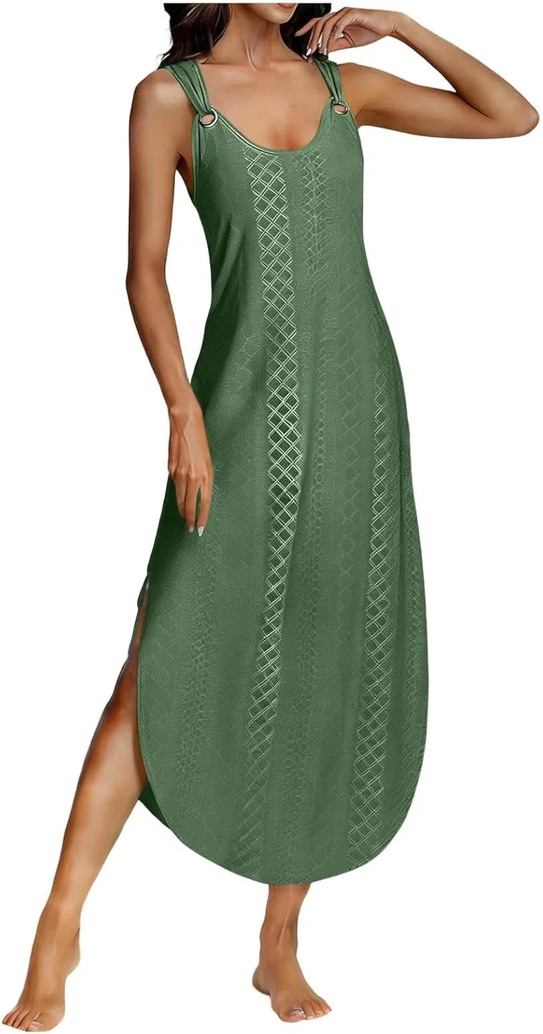 Женское летнее платье-макси Coverup Casual, Green