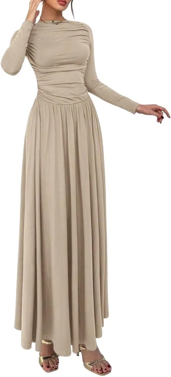 Женское повседневное платье макси Knitted Dress, Apricot