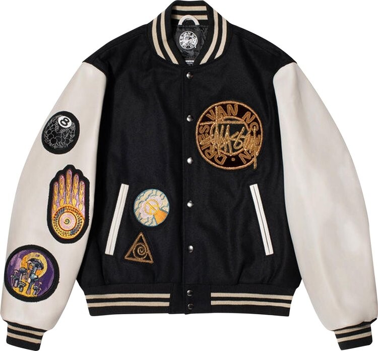 Куртка Stussy x Dries Van Noten Varsity Jacket 'Black', черный