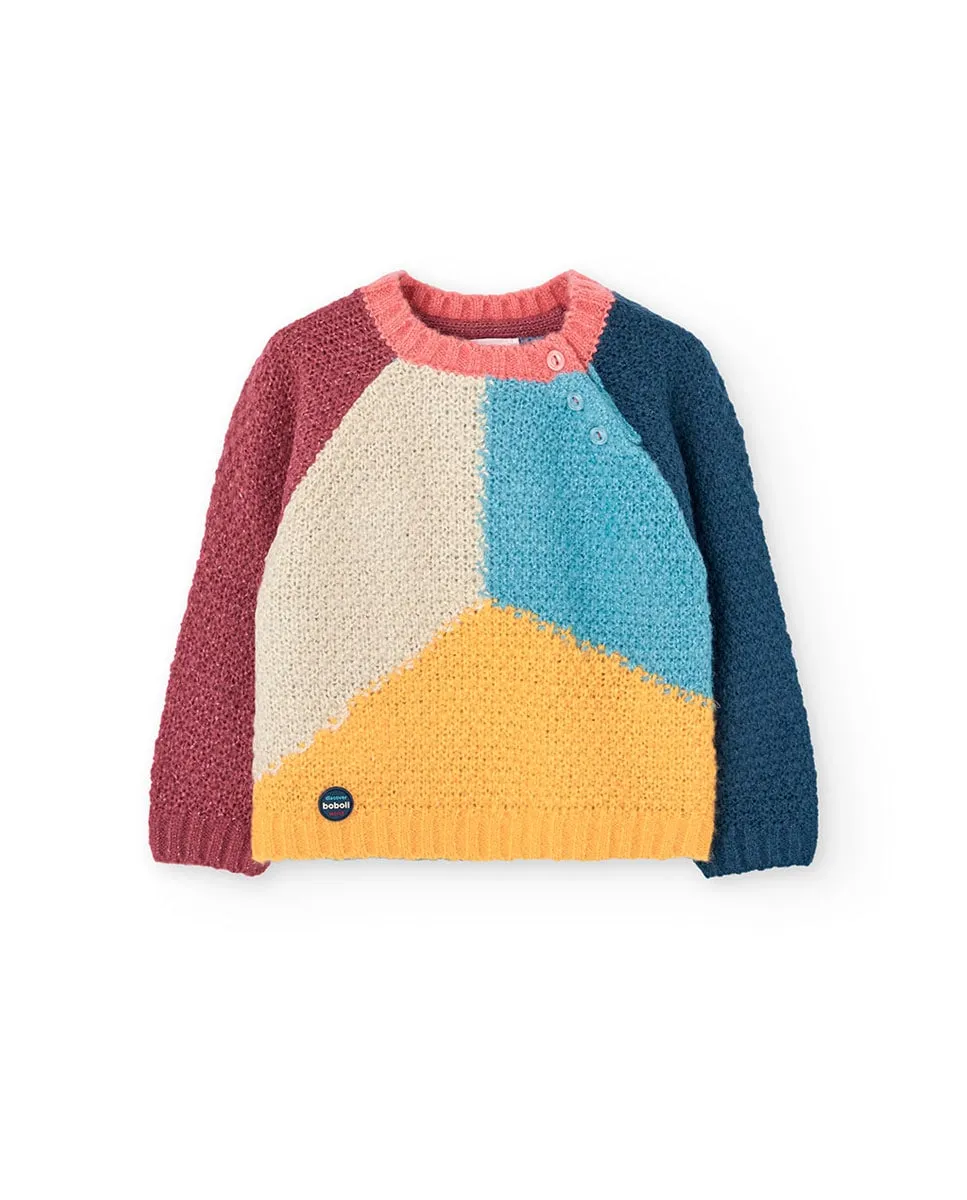 

Детский джемпер с вырезом на шее и крупным принтом Boboli, мультиколор