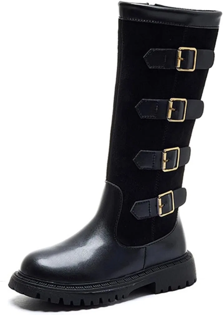 Детские сапоги для девочек с боковой молнией BININBOX, Black