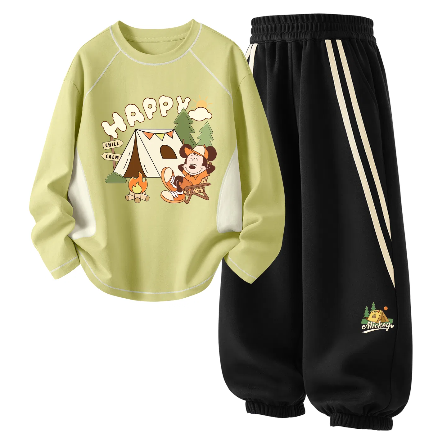 Детский спортивный костюм с круглым вырезом, тонкий, дышащий, Disney, Black — фото 3