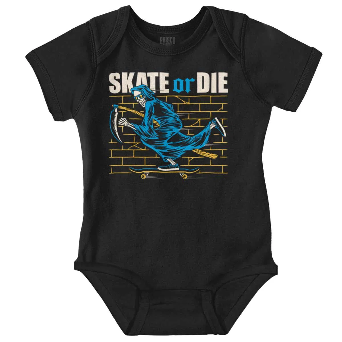 Боди-комбинезон с принтом скелета Cool Skeleton Reaper Skate or Die Brisco Brands, Black