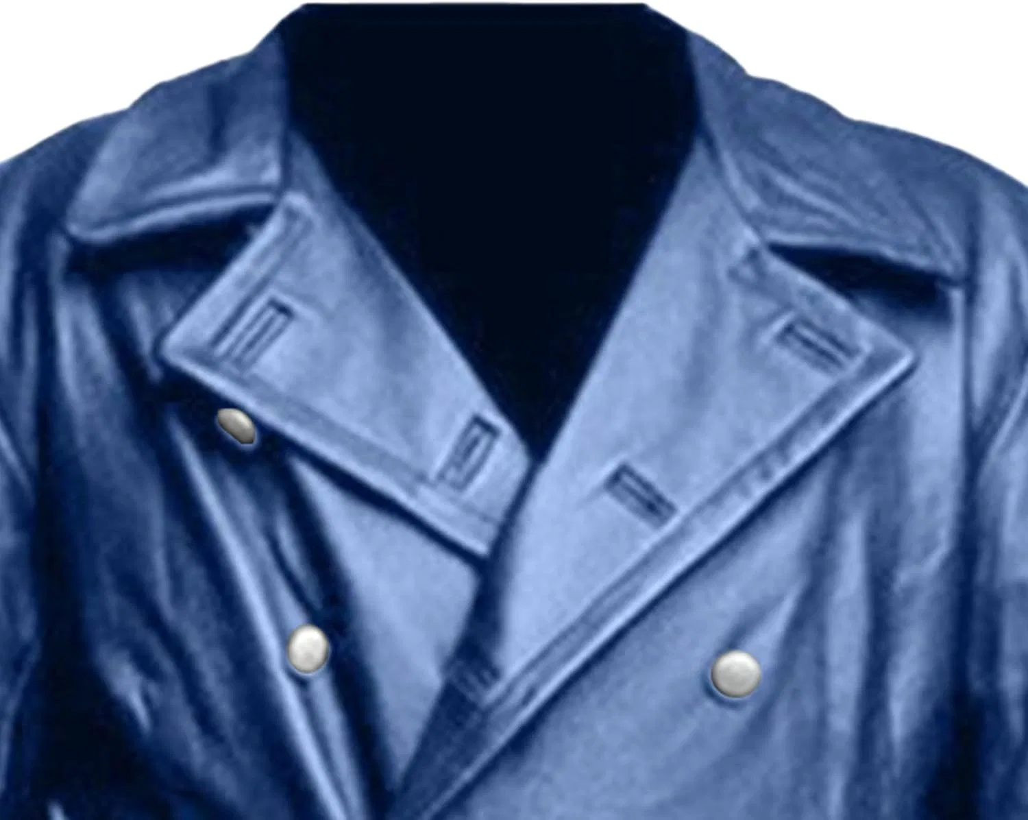 Мужское кожаное пальто с длинным рукавом, Vintage Bomber Faux Leather Jacket, синий — фото 3