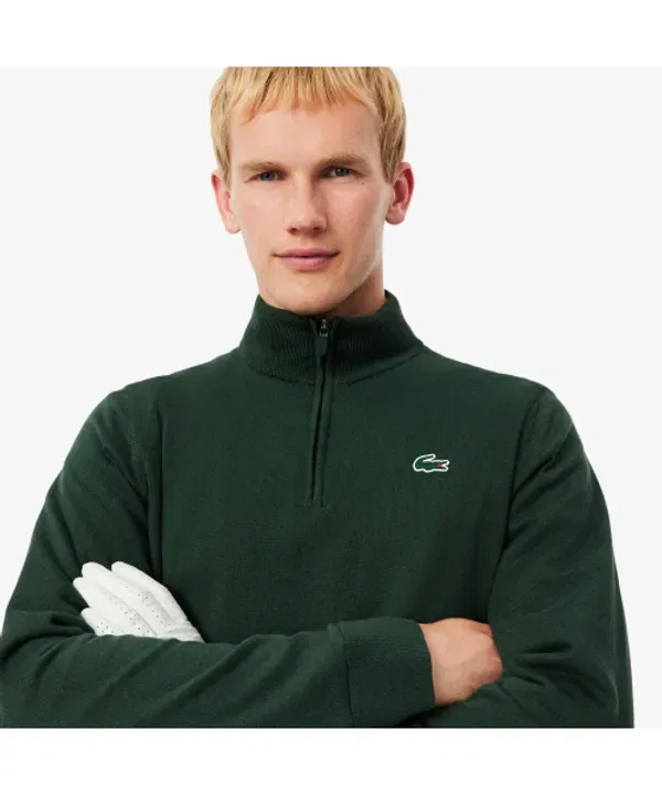Свитер полузастежка Lacoste, черный — фото 2