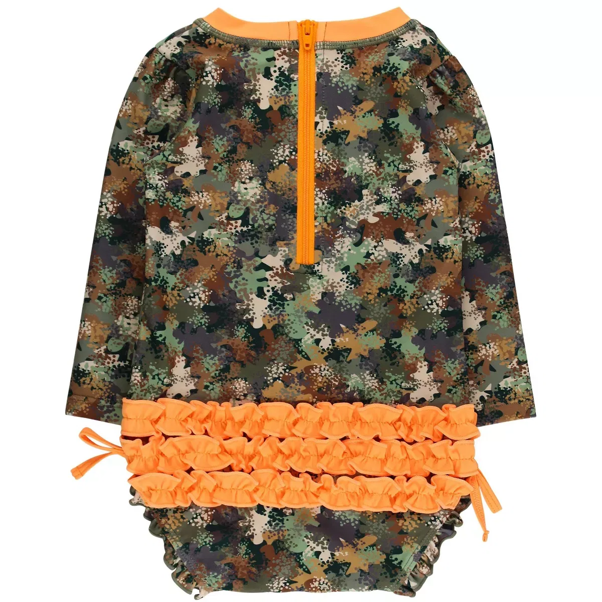 Детский купальник для девочек с длинным рукавом RuffleButts, Classic Camo — фото 2