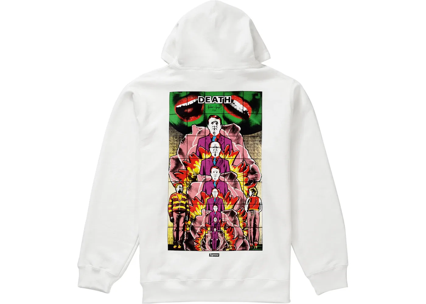 Мужской худи с принтом Supreme Gilbert & George DEATH Hooded Sweatshirt, White — фото 2
