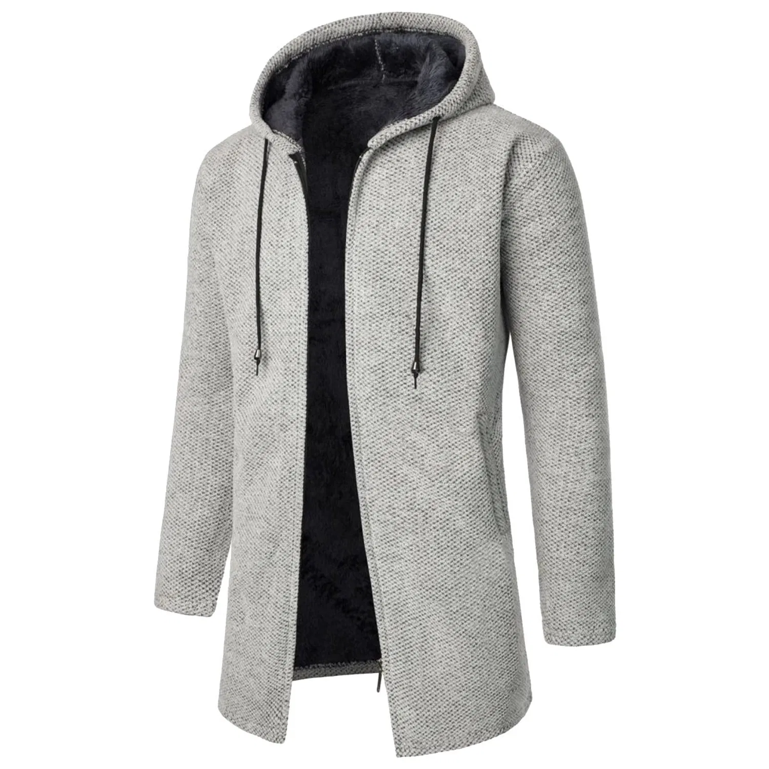 Мужской вязаный кардиган с капюшоном, Grey-h