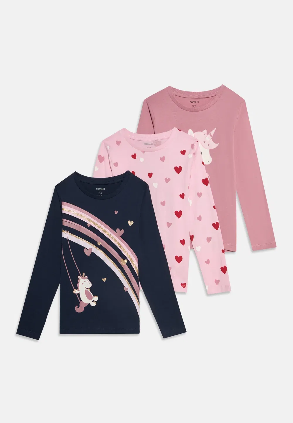 Nmfnia 3 pack - футболка с длинными рукавами Name It, Navy Blazer/Sweet Dreams/Lilas — фото 3