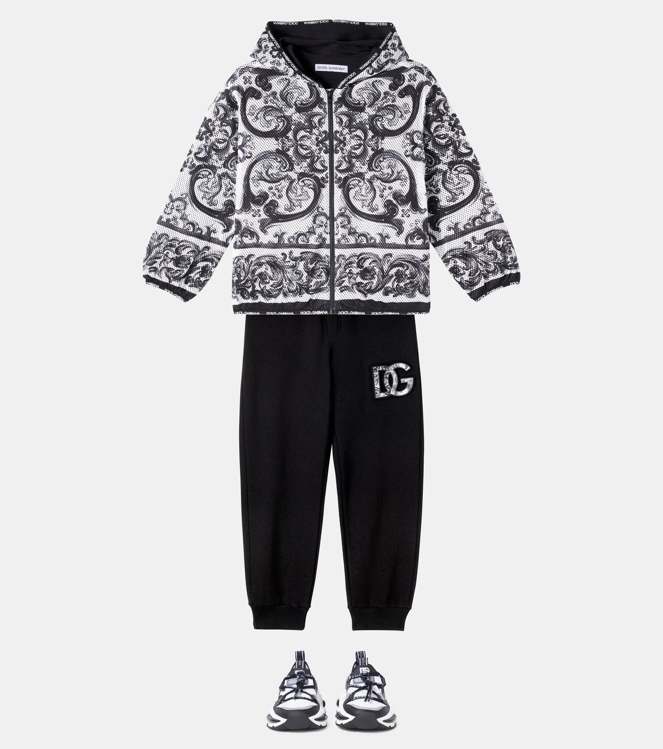 Легкая куртка с капюшоном Majolica Dolce&Gabbana Kids, черный — фото 2