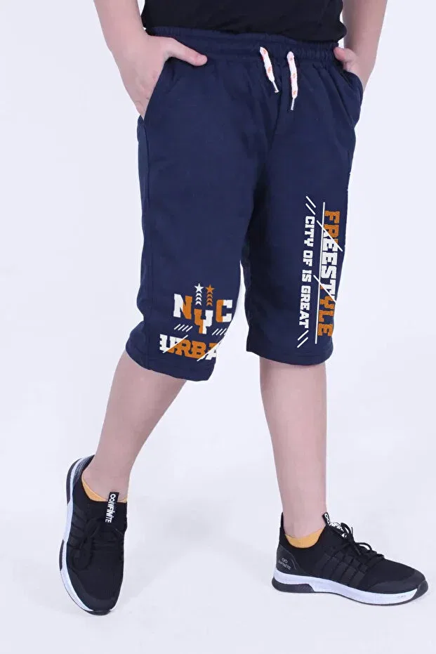 Детские шорты для мальчиков с принтом Nyc Printed Ya Ko Kids, Navy Blue — фото 3