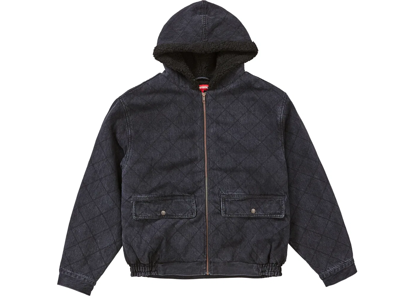 Мужская куртка-пилот стеганая джинсовая Supreme, Washed Black