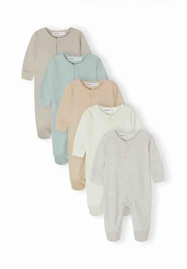 Комплект из 5 боди с длинным рукавом и закрытыми ножками, хлопок, Minoti, Beige/Apricot/Cream, бежевый/кремовый