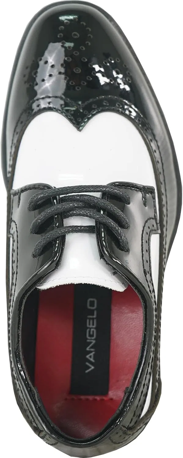 Детские туфли-оксфорды на шнуровке VANGELO, Black And White Patent — фото 2