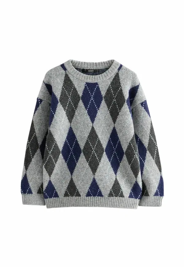 Свитер трикотажный Regular fit - crew neck, Next, серый аргайл