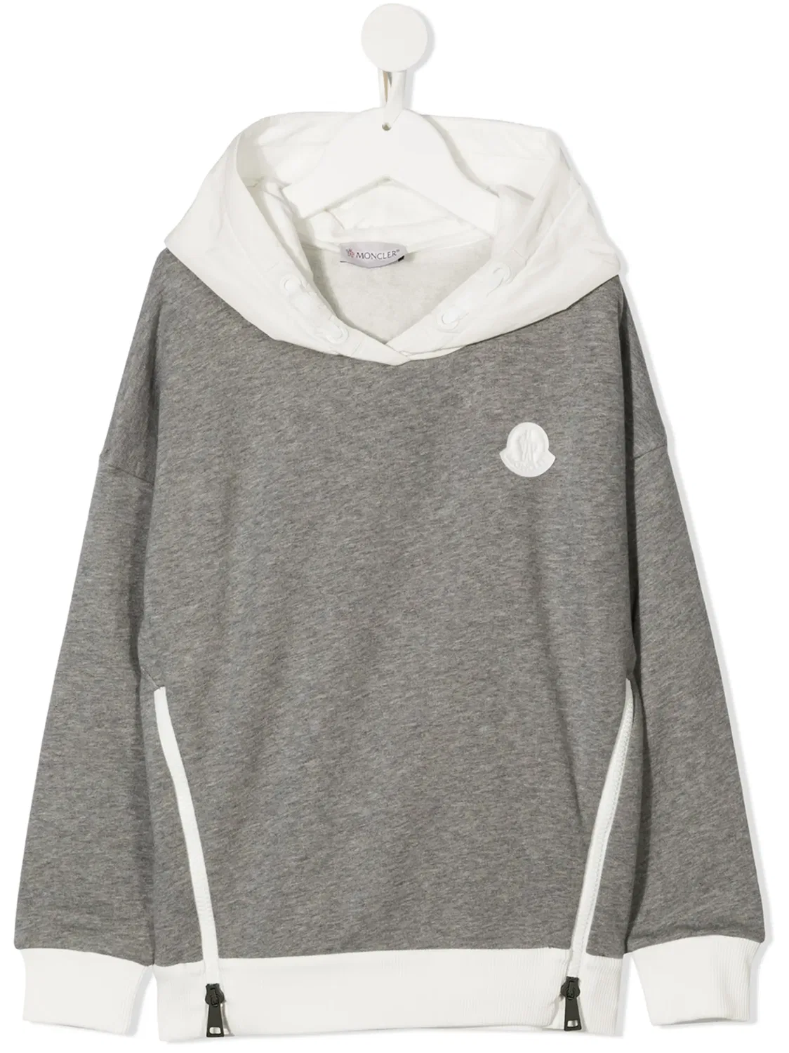 Хлопковое худи на молнии Moncler, серый
