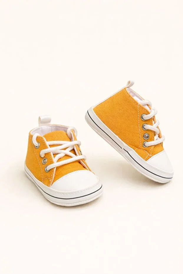 Детские туфли для девочек хлопковые Convers Baby First Step Shoes Minissa, Yellow — фото 2