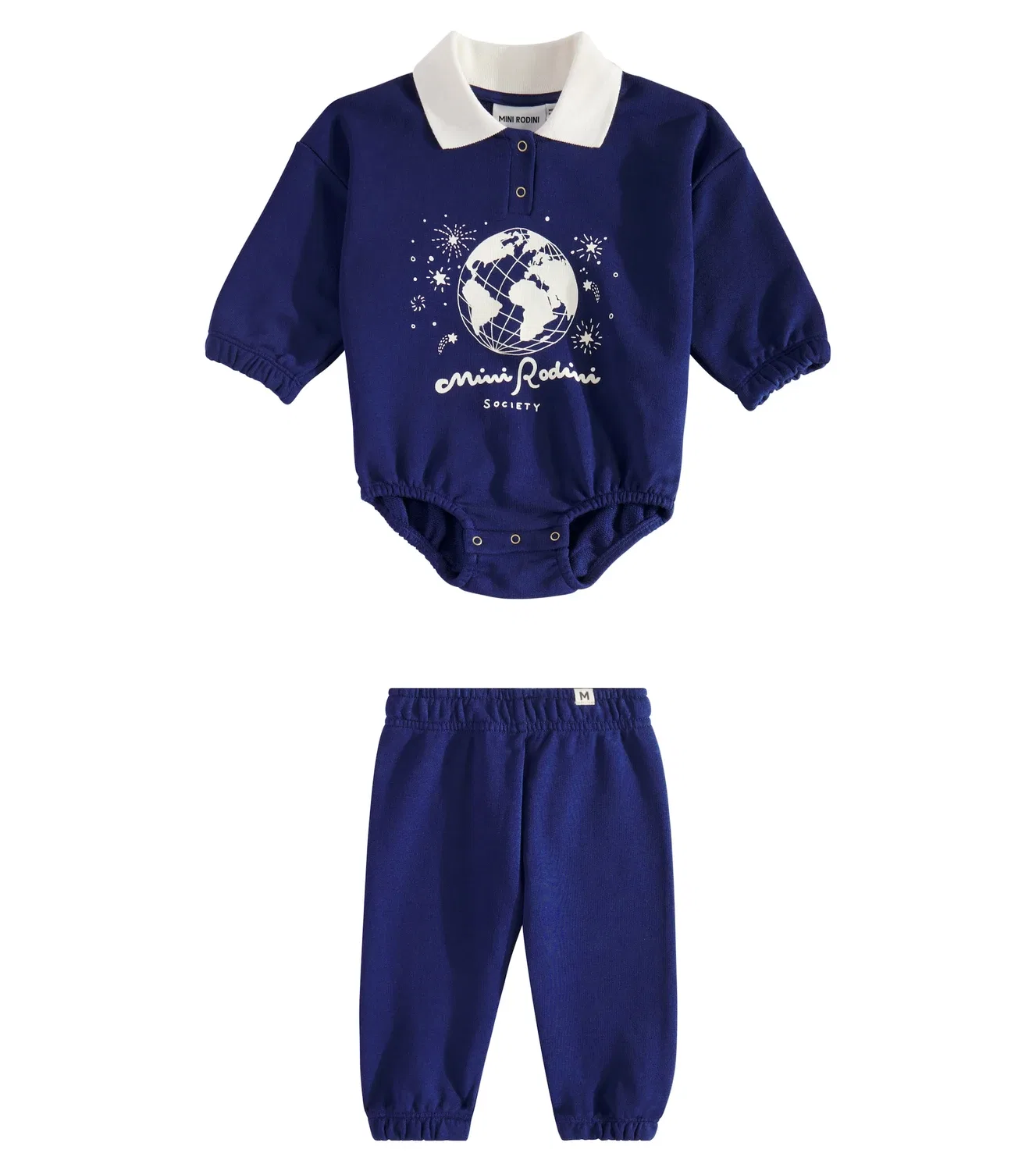 Комплект из комбинезона и брюк из хлопка Baby Society Mini Rodini, синий