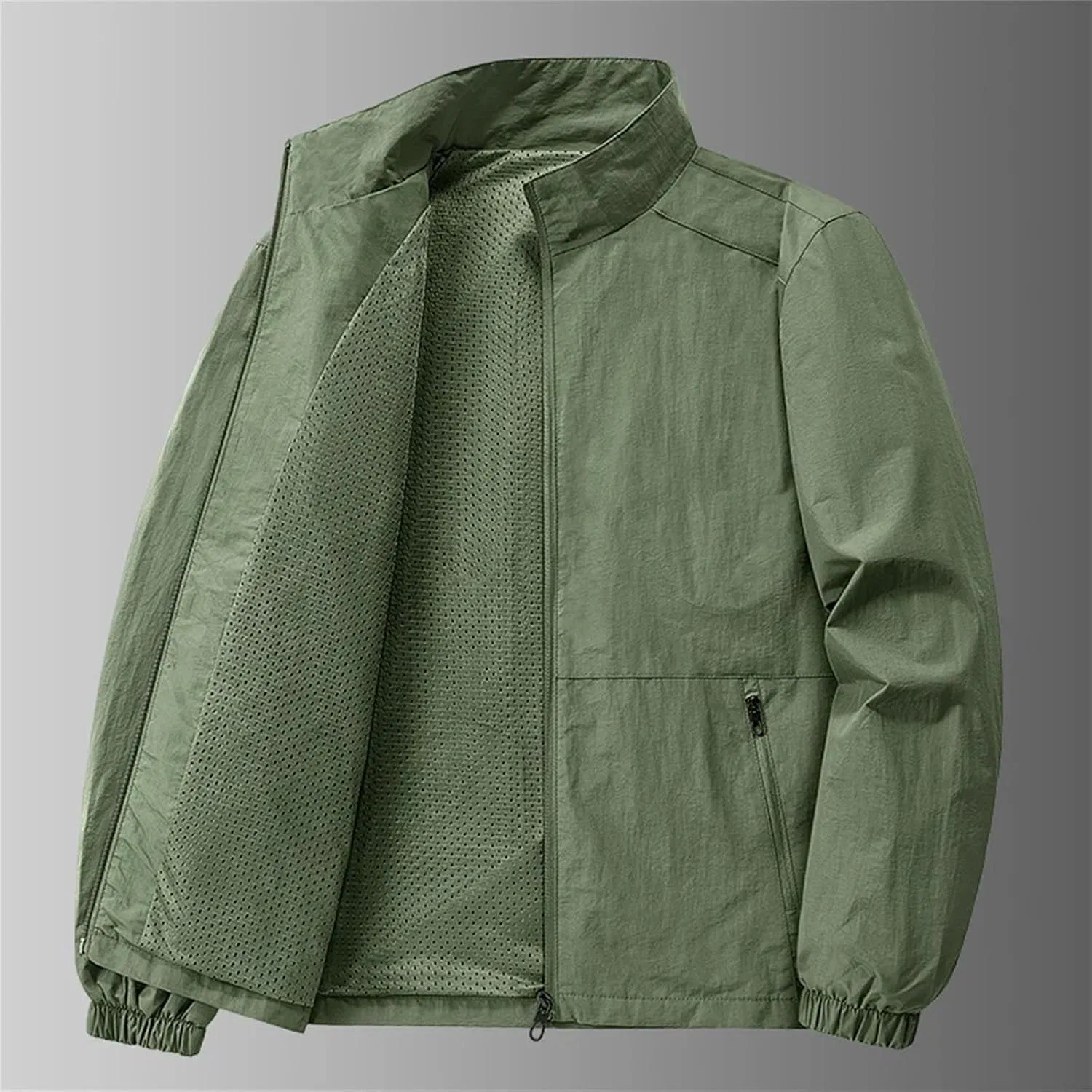 Мужская ветровка с молнией, Bomber Jacket, синий — фото 3