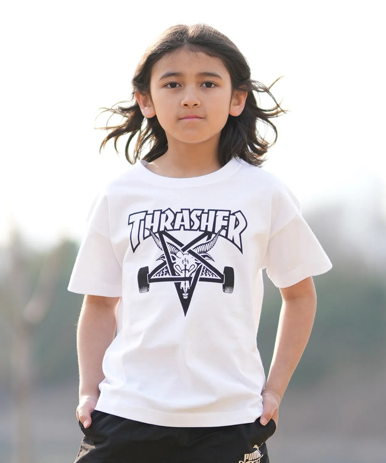Детская футболка с коротким рукавом, с принтом THRASHER, Белый