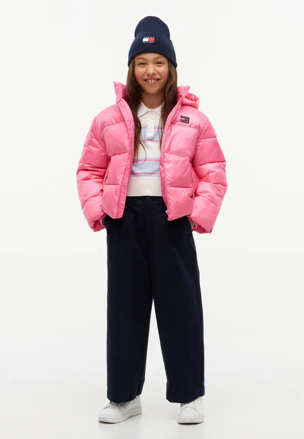 Блестящая пуховая куртка с капюшоном, унисекс - зимняя куртка Tommy Hilfiger, Exotic Pink — фото 2
