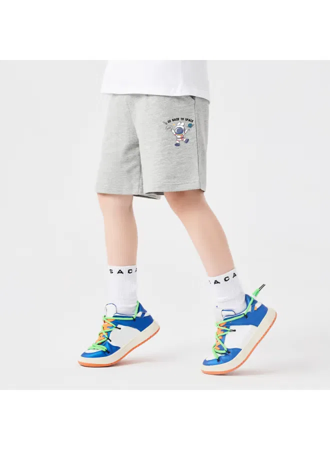 Шорты детские с принтом космонавта хлопковые Jeanswest, серый — фото 2