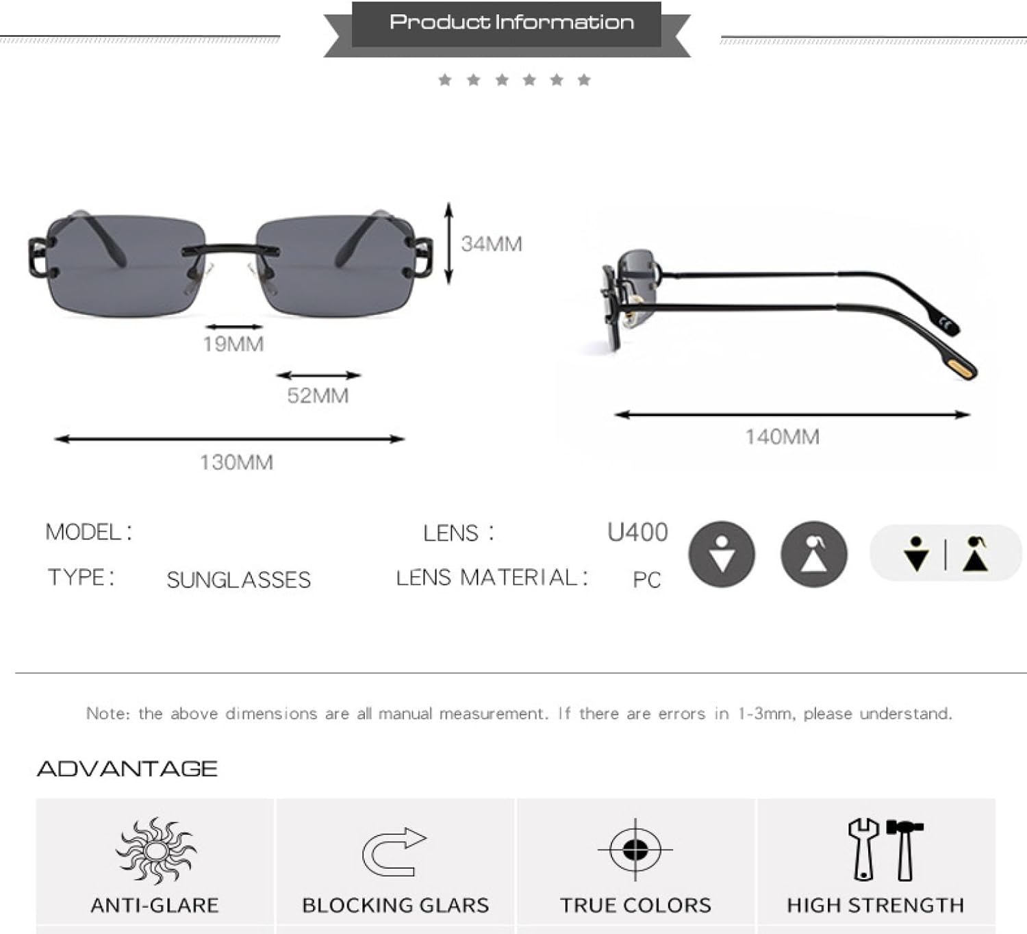 

Солнцезащитные очки с защитой от УФ-излучения UV400 | Без оправы с градиентным покрытием | Для женщин и мужчин | Для занятий спортом на открытом воздухе и вождения DSVIGF, Gold-brown